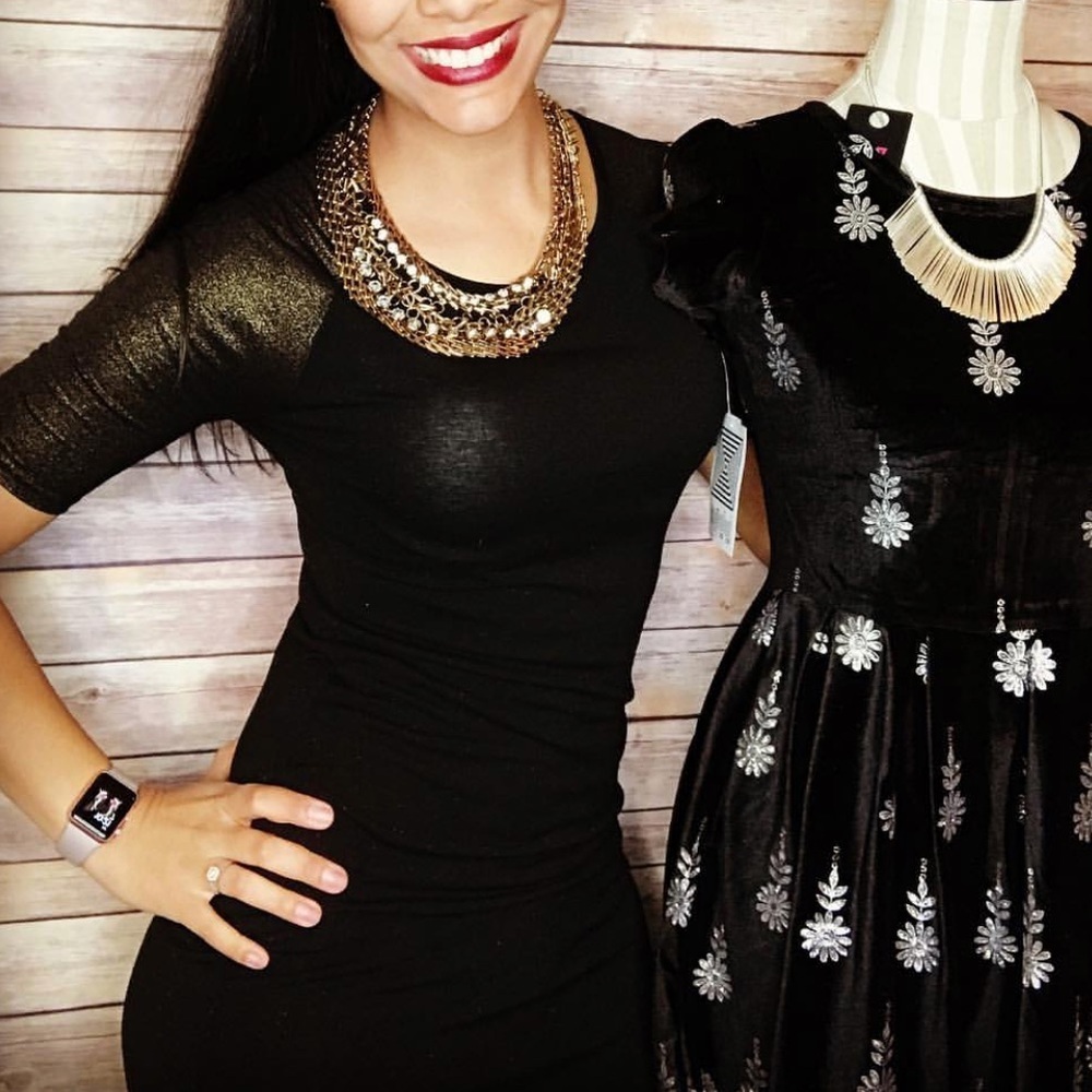 • LulaRoe • Elegant Julia Black Brown Shimmer XS